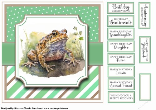 8x8 Happy Froggin Birthday Card Front with Sentiments 