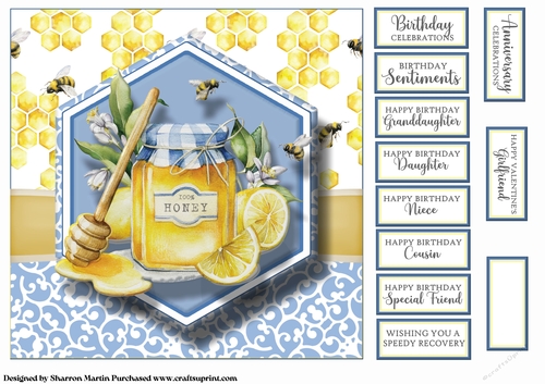 8x8 Celebration Bees Birthday Card Front with Sentiments 