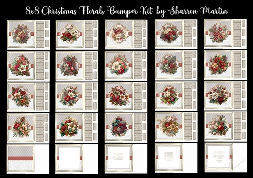 8x8 Christmas Florals Bumper Kit - x25 A4 Sheets 