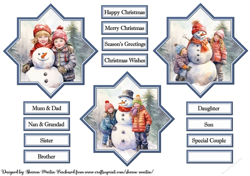 Christmas Snowmen Toppers and sentiments 4-6