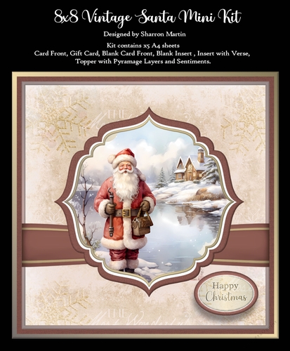 8x8 Vintage Santa 3 Mini Kit - x5 A4 Sheets 