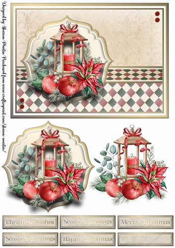 A5 Christmas Ornaments 1 Card Front, Topper, Pyramid Layers & Sentiments