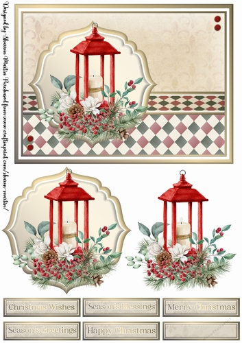 A5 Christmas Ornaments 2 Card Front, Topper, Pyramid Layers & Sentiments