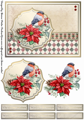 A5 Christmas Ornaments 3 Card Front, Topper, Pyramid Layers & Sentiments