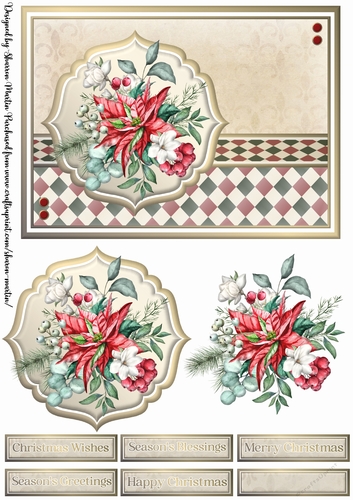A5 Christmas Ornaments 4 Card Front, Topper, Pyramid Layers & Sentiments
