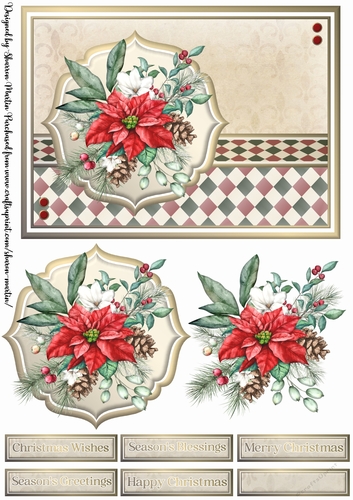 A5 Christmas Ornaments 5 Card Front, Topper, Pyramid Layers & Sentiments