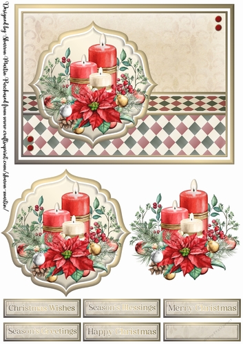 A5 Christmas Ornaments 7 Card Front, Topper, Pyramid Layers & Sentiments
