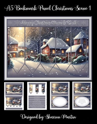 A5 Bookmark Panel Winter Scene 1 Mini Kit - x4 A4 Sheets 