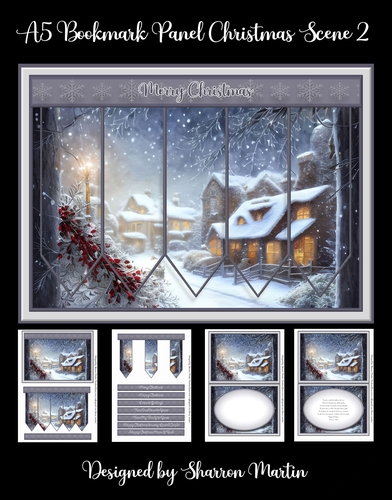 A5 Bookmark Panel Winter Scene 2 Mini Kit - x4 A4 Sheets 