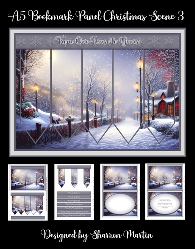A5 Bookmark Panel Winter Scene 3 Mini Kit - x4 A4 Sheets 