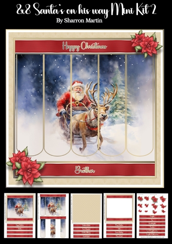 8x8 Santas on his way Mini Kit 2 - x5 A4 sheets