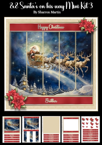8x8 Santas on his way Mini Kit 3 - x5 A4 sheets
