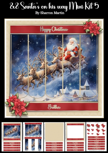 8x8 Santas on his way Mini Kit 5 - x5 A4 sheets