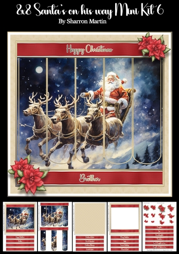 8x8 Santas on his way Mini Kit 6 - x5 A4 sheets