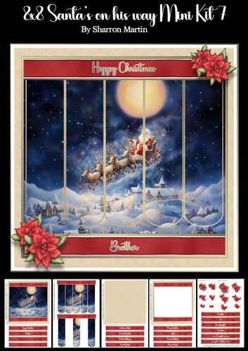 8x8 Santas on his way Mini Kit 7 - x5 A4 sheets