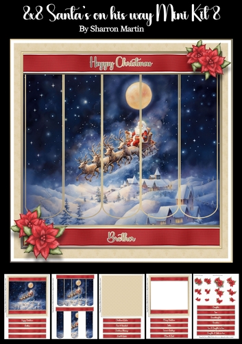 8x8 Santas on his way Mini Kit 8 - x5 A4 sheets