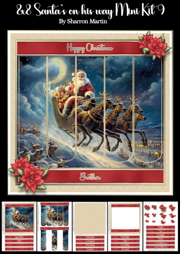 8x8 Santas on his way Mini Kit 9 - x5 A4 sheets