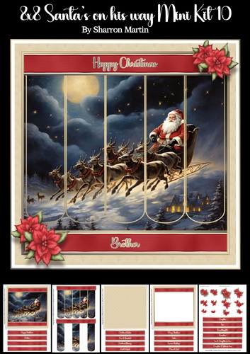 8x8 Santas on his way Mini Kit 10 - x5 A4 sheets