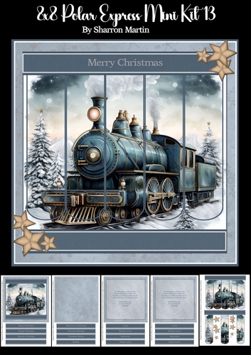 8x8 Polar Express Bookmark Panel Mini Kit 13 - x5 A4 Sheets 