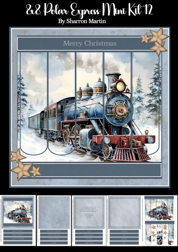8x8 Polar Express Bookmark Panel Mini Kit 12 - x5 A4 Sheets 