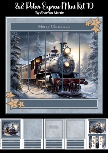 8x8 Polar Express Bookmark Panel Mini Kit 10 - x5 A4 Sheets 