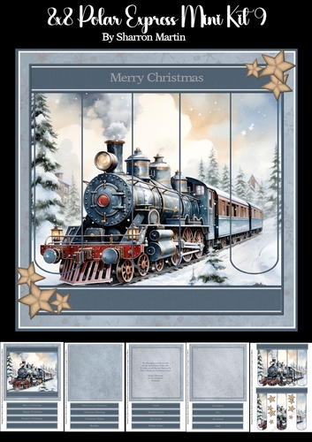 8x8 Polar Express Bookmark Panel Mini Kit 9 - x5 A4 Sheets 