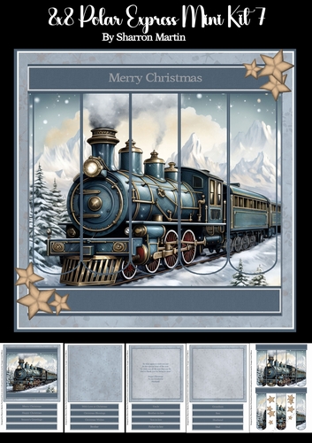 8x8 Polar Express Bookmark Panel Mini Kit 7 - x5 A4 Sheets 