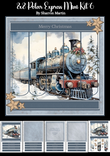 8x8 Polar Express Bookmark Panel Mini Kit 6 - x5 A4 Sheets 