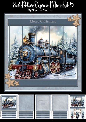 8x8 Polar Express Bookmark Panel Mini Kit 5 - x5 A4 Sheets 