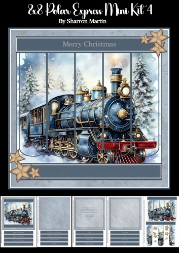 8x8 Polar Express Bookmark Panel Mini Kit 4 - x5 A4 Sheets 
