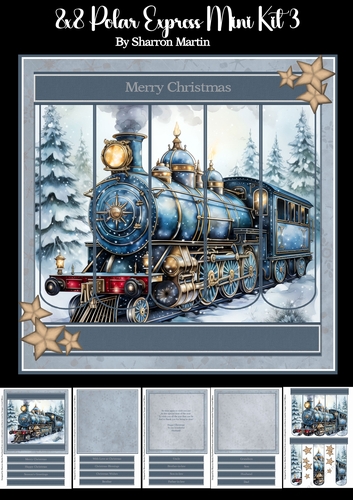 8x8 Polar Express Bookmark Panel Mini Kit 3 - x5 A4 Sheets 