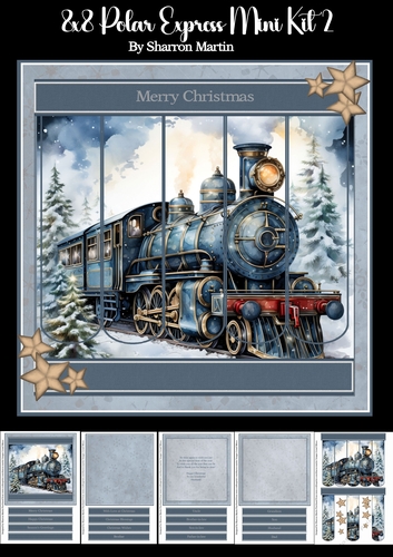 8x8 Polar Express Bookmark Panel Mini Kit 2 - x5 A4 Sheets 