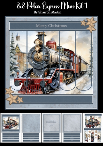 8x8 Polar Express Bookmark Panel Mini Kit 1 - x5 A4 Sheets 