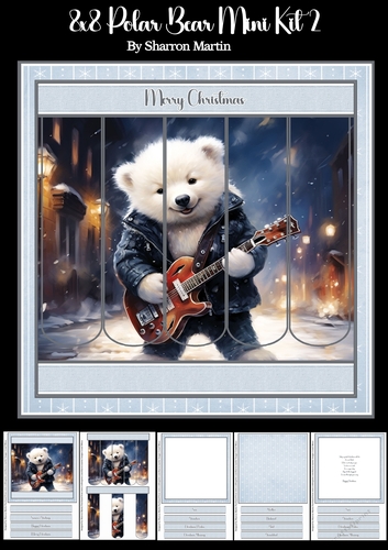 8x8 Musical Polar Bear Bookmark Panel Mini Kit 2 - x5 A4 Sheets 