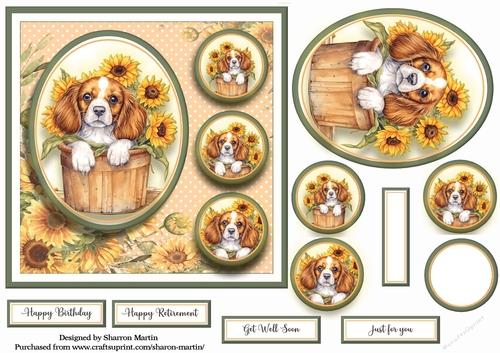 7x7 Cavalier King Charles Card Front, Toppers and sentiments