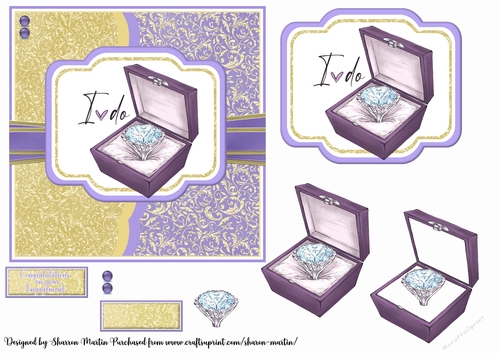 6x6 Engagement Ring Card Front, Toppers, Decoupage & Sentiments