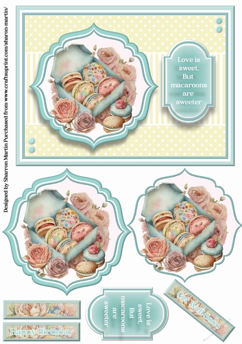 A5 Macarons 5 Card Front, Pyramid Toppers, & Sentiments