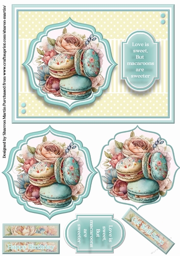 A5 Macarons 14 Card Front, Pyramid Toppers, & Sentiments