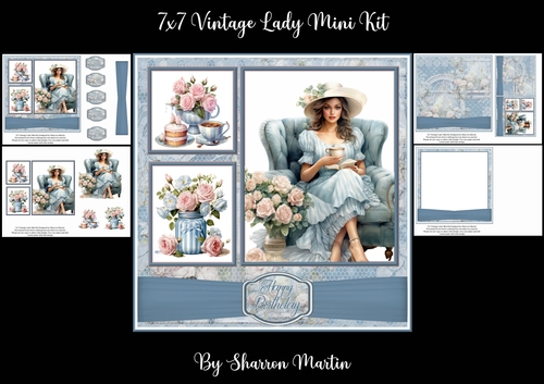 7x7 Vintage Lady Mini Kit - x4 A4 Sheets