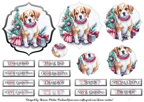 Christmas Dogs 1 Pyramid Topper and Layers with Sentiments