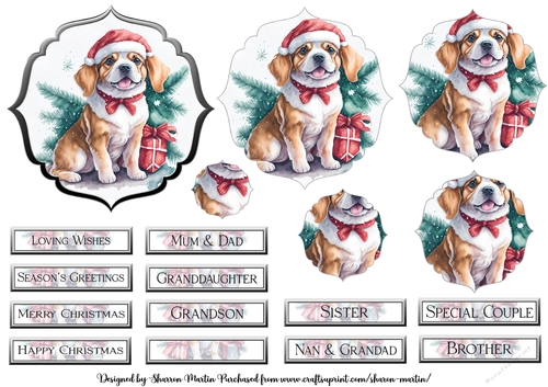 Christmas Dogs 2 Pyramid Topper and Layers with Sentiments