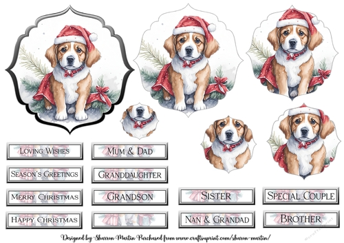 Christmas Dogs 4 Pyramid Topper and Layers with Sentiments