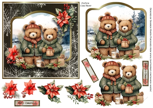 6x6 Christmas Teddies 