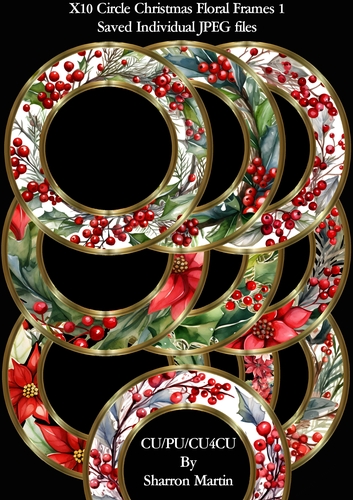 x10 Circle Christmas Frames CU /PU /CU4CU