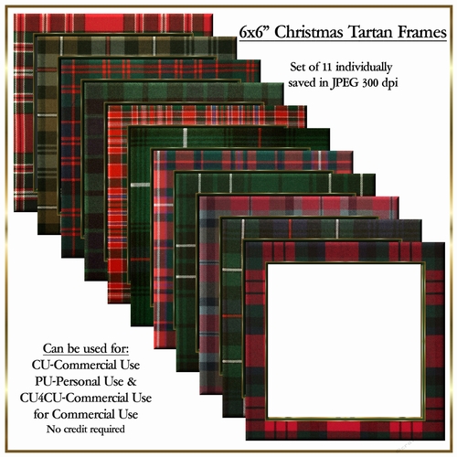 6x6 Christmas Tartan Frames - Set of 11