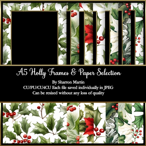 A5 Holly Frames & Papers Selection CU/PU/CU4CU