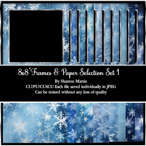 8x8 Snowflake Frames & Co-ordinating Papers Set 1