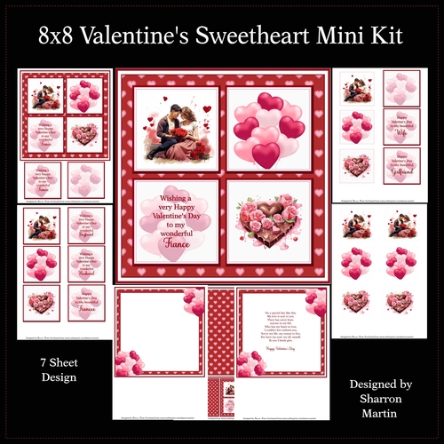8x8 Valentines Sweetheart Mini Kit - x7 A4 Sheets 