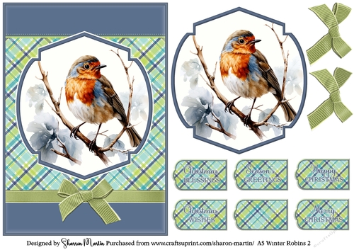 A5 Winter Robins Design Sheet 2