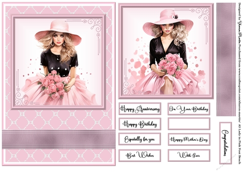 A5 Lady in Pink Quick Card 1